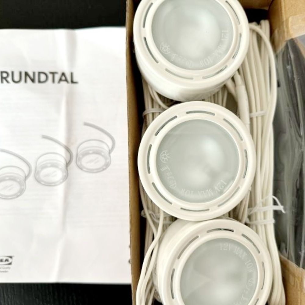 IKEA Rundtal White Lighting Trio. Includes 3 Lights and A Transformer